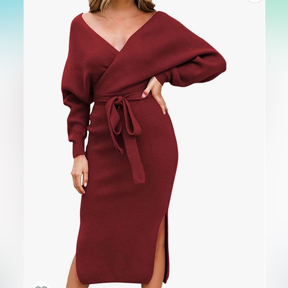 Burgundy midi Sweater dress